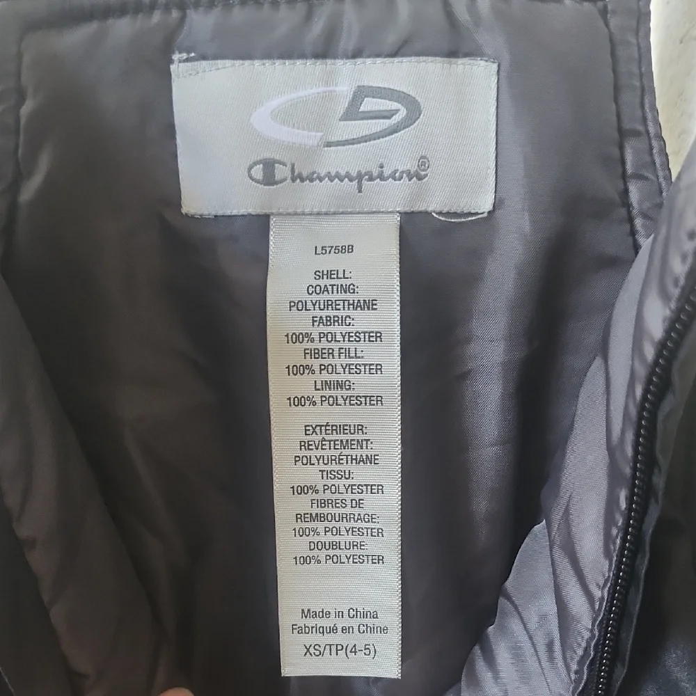 Champion Kids XS Black Insulated Snow Jumpsuit Ski Bibs 4-5 XS Kids